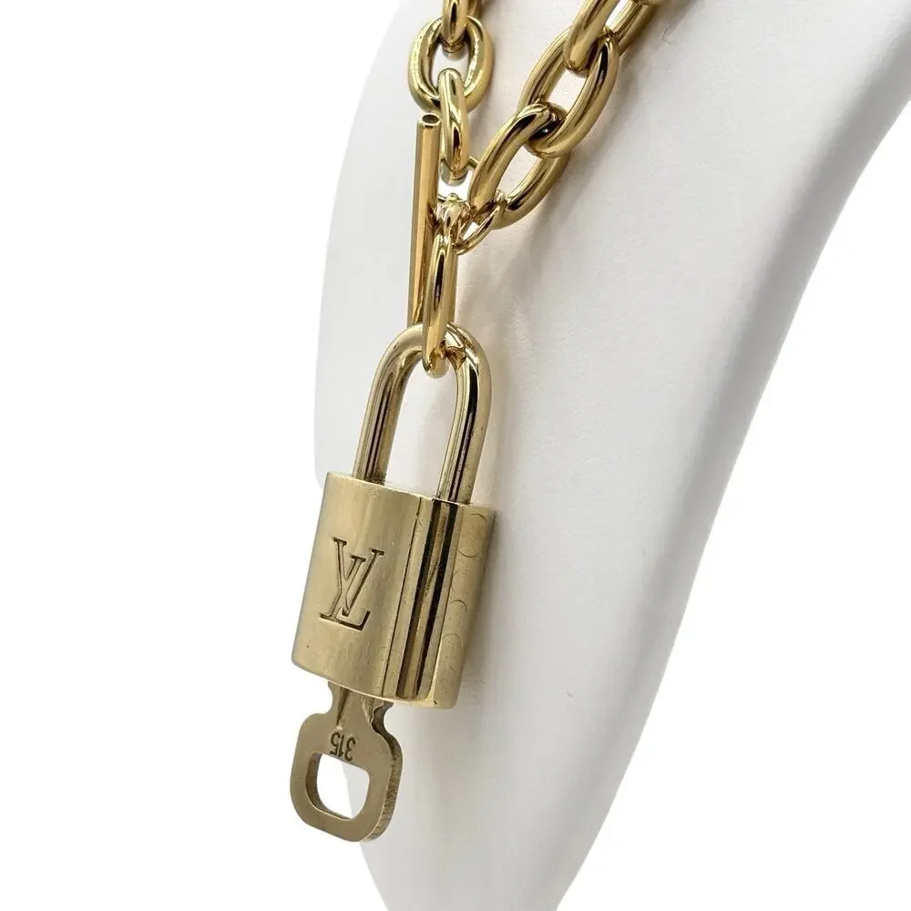 Authentic Louis Vuitton Lock &‎ Key with Unbranded Gold Plated Toggle Necklace